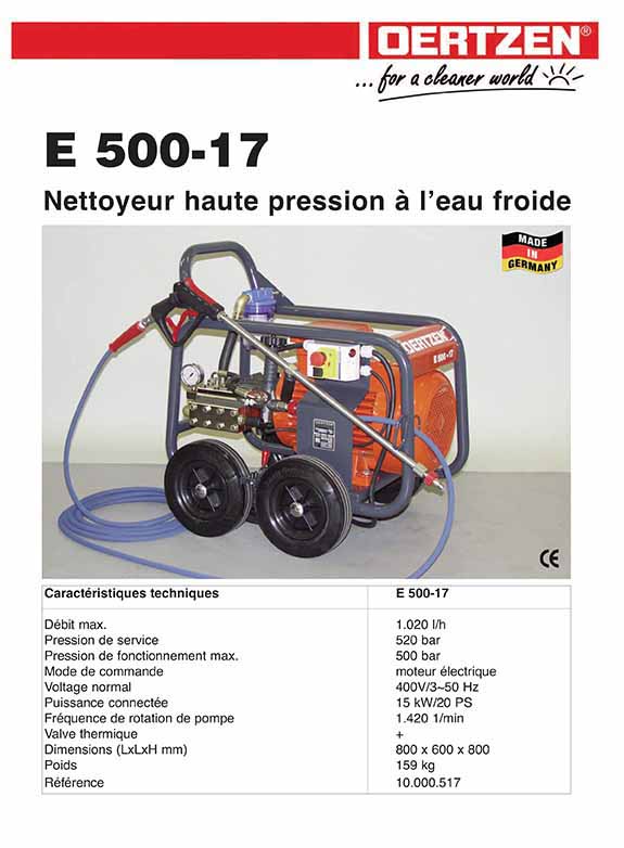 Location de nettoyeurs haute pression 500 bars thermique - DUMATOS